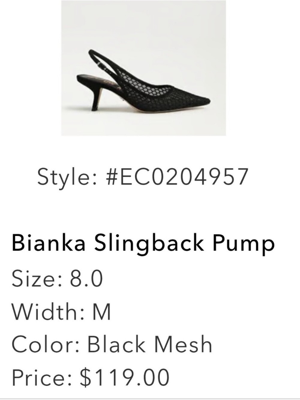 Sam Edelman Bianka Slingback Pump - Black Mesh 8 - Picture 2 of 10